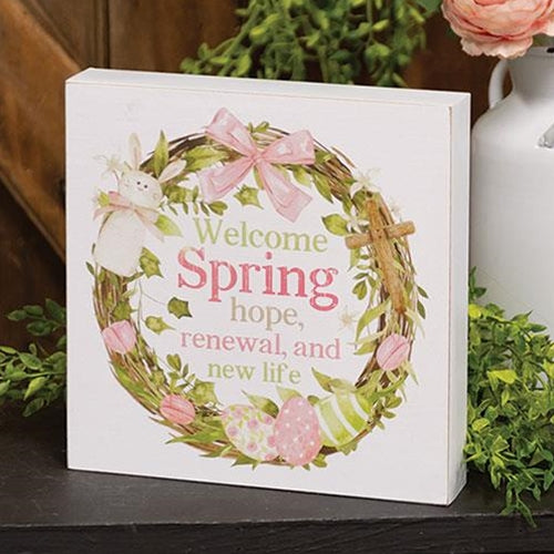 Welcome Spring Easter Wreath Box Sign – Primitive Renditions