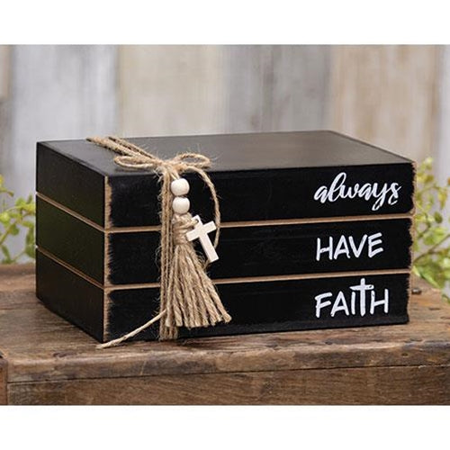 Always Have Faith Wooden Book Stack