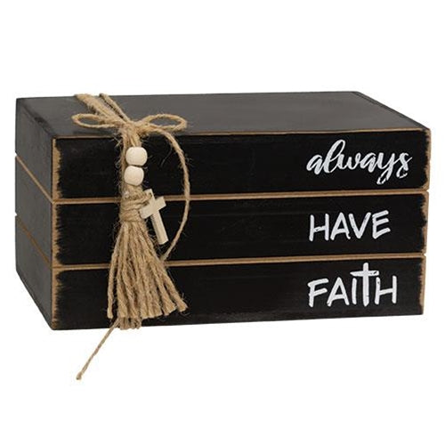 Always Have Faith Wooden Book Stack