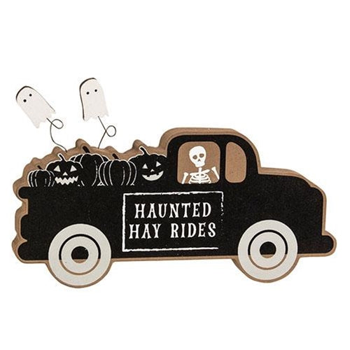 Haunted Hay Rides Wooden Chunky Truck Sitter