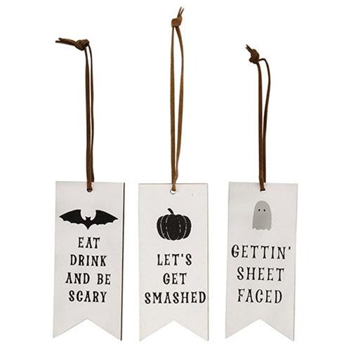 3/Set Eat Drink and Be Scary Tag Ornaments