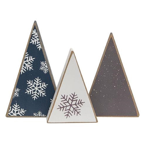 3/Set Mini Wooden Snowflake Christmas Tree Sitters
