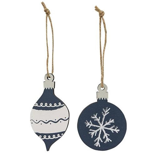 2/Set Wooden Snowflake Bulb Christmas Ornaments