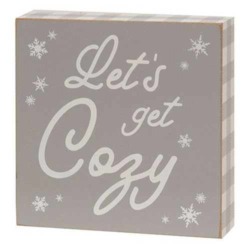 Let's Get Cozy Wooden Box Sign