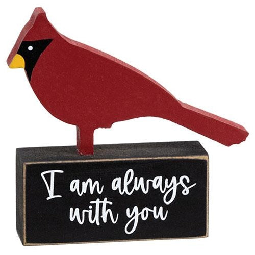 Wooden Cardinal on "I Am Always With You" Base