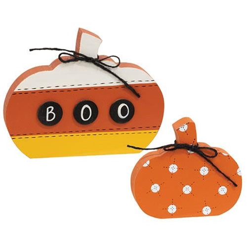 2/Set Candy Corn Boo & Polka Dot Pumpkin Sitters