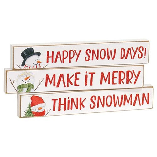 Happy Snow Days Snowman Mini Stick 3 Asstd.