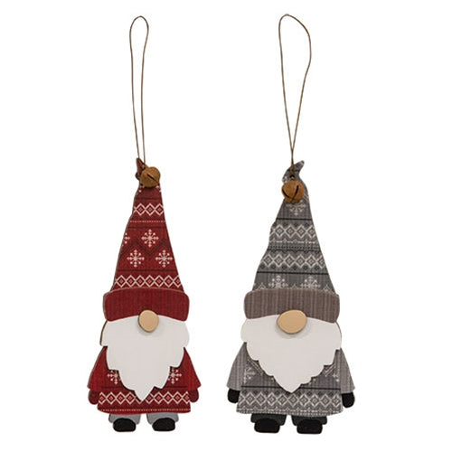 Layered Wooden Sweater Gnome Ornament 2 Asstd.
