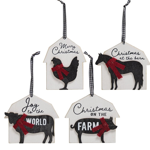 Farm Animal Barn Ornament 4 Asstd.