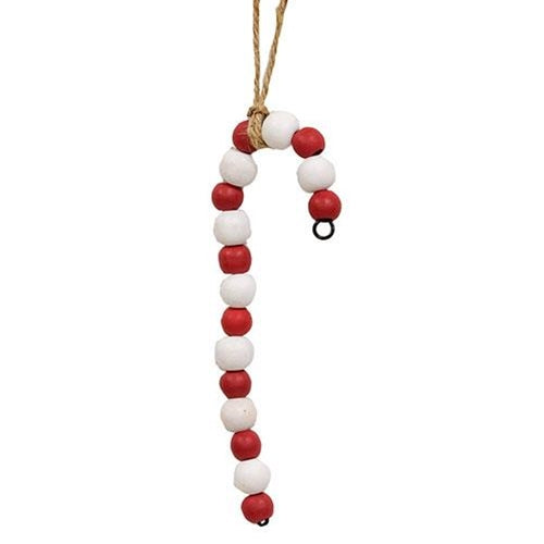 Wooden Bead Candy Cane Ornament