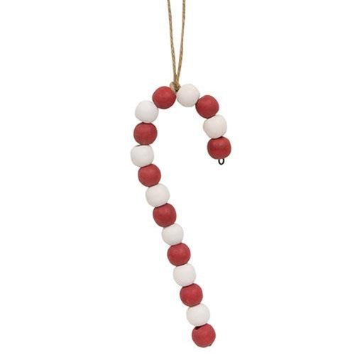 Large Wooden Bead Candy Cane Ornament