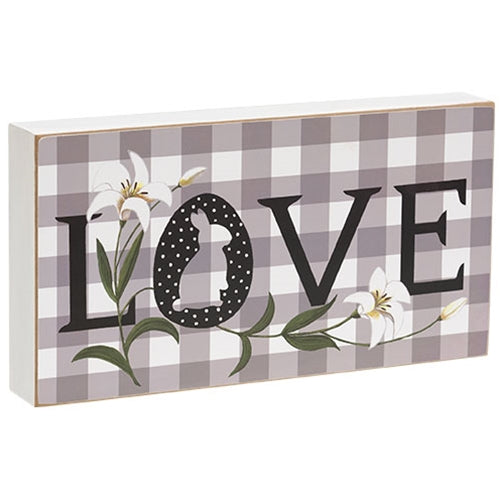 Buffalo Check Lily & Bunny "Love" Box Sign