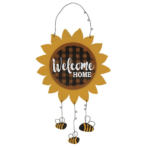 "Welcome Home" Sunflower & Bees Hanger