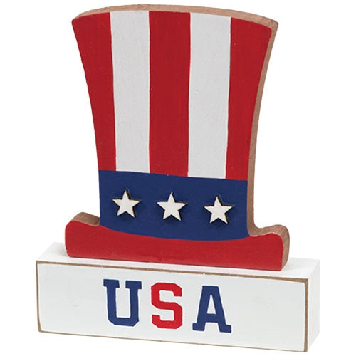 Wooden USA Uncle Sam Hat Sitter