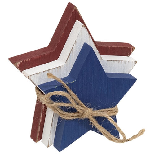 3/Set Wooden Red White & Blue Star Bundle