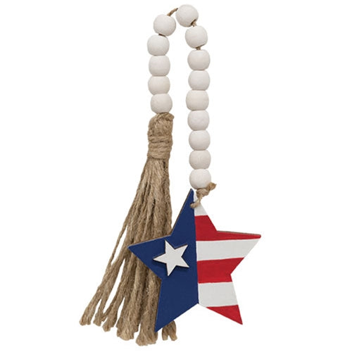 Wooden Beaded Americana Star Ornament