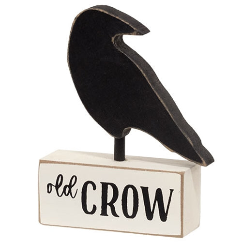Wooden Old Crow on Base Sitter