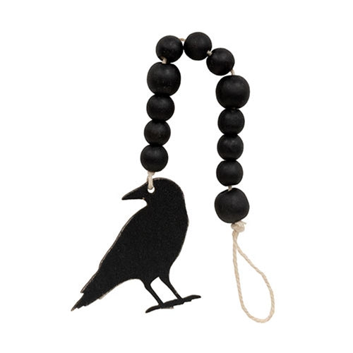 Wooden Beaded Crow Ornament
