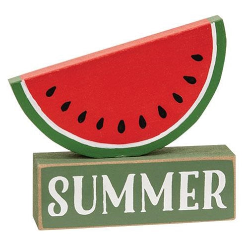 Watermelon on "Summer" Wooden Sitter