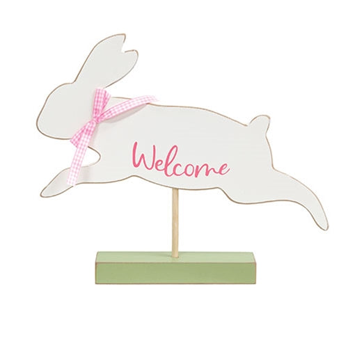 "Welcome" Jumping Bunny on Base