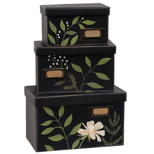 3/Set Leafy Floral File Boxes
