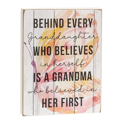 Behind Every Grandaughter Butterfly Box Sign