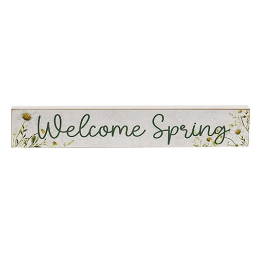 Welcome Spring Watercolor Daisies Block