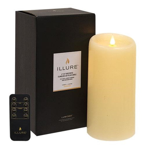 Illure Ivory Wax Pillar 4" x 8"