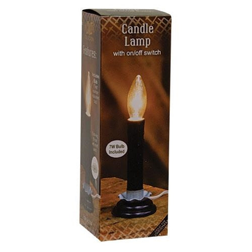 5" Black Country Candle Lamp w/Non Flicker 7W Bulb