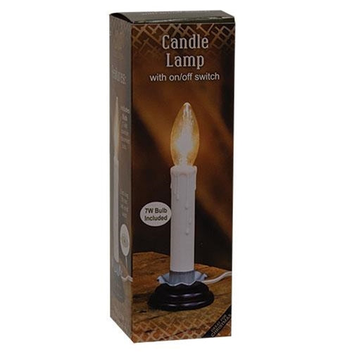 5" White Country Candle Lamp w/Non Flicker 7W Bulb