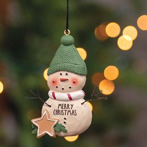 Resin Merry Christmas Snowman Ornament