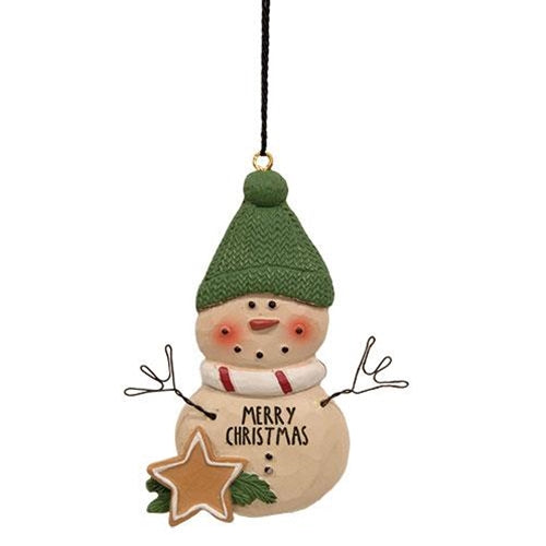 Resin Merry Christmas Snowman Ornament