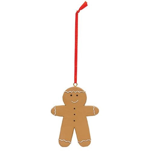 Resin Baby Gingerbread Cookie Ornament w/Red Hanger