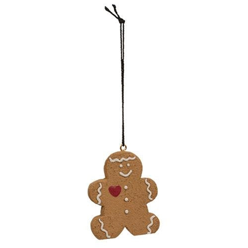 Mini Resin Gingerbread Man w/Heart Ornament