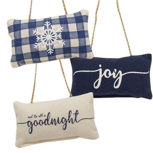 3/Set Blue Winter Pillow Ornaments