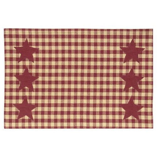 Burgundy & Tan Check Star Applique Placemat