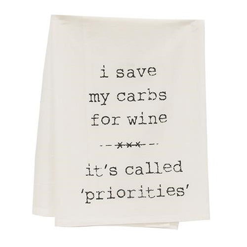I Save My Carbs For Wine Dish Towel