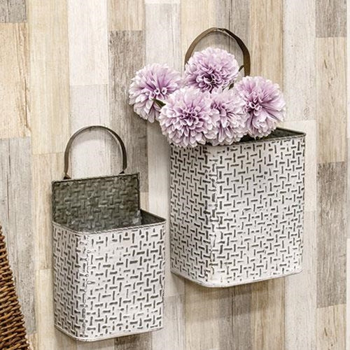 2/set Shabby Chic Rectangle Basketweave Buckets
