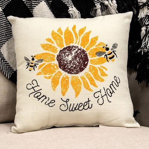 Home Sweet Home Bees & Sunflower Pillow