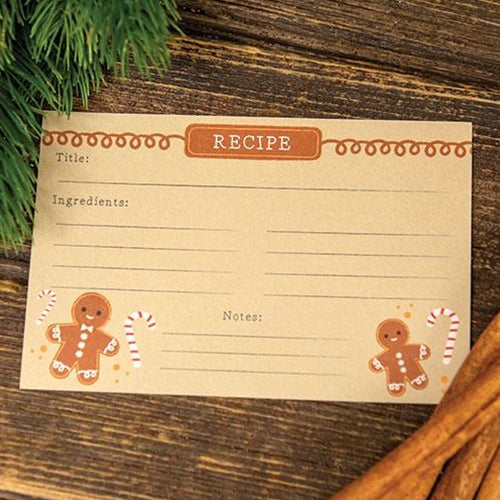 24/Pkg Gingerbread Man Recipe Cards