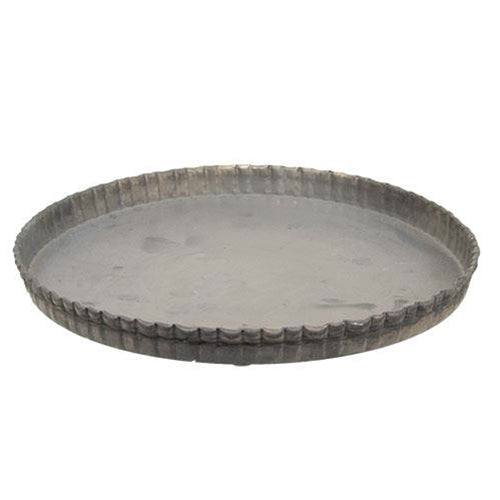 Antiqued Gray Fluted Candle Pan 7.5"
