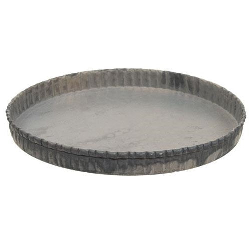 Antiqued Gray Fluted Candle Pan 6.5"