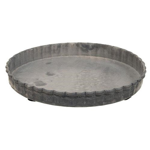 Antiqued Gray Fluted Candle Pan 5"