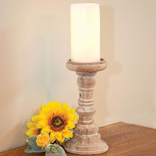 Tall Distressed White Wood Pillar 9.5"