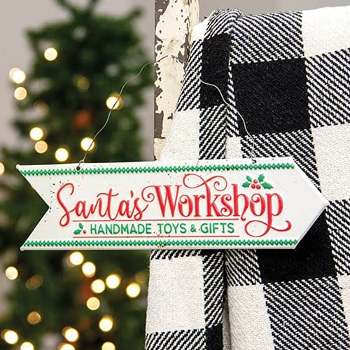 Santa's Workshop Metal Hanging Sign