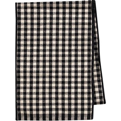Black & White Check Recycled Woven Cotton Runner 18" x 9ft