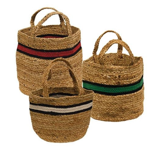 3/Set Bold Striped Jute Containers