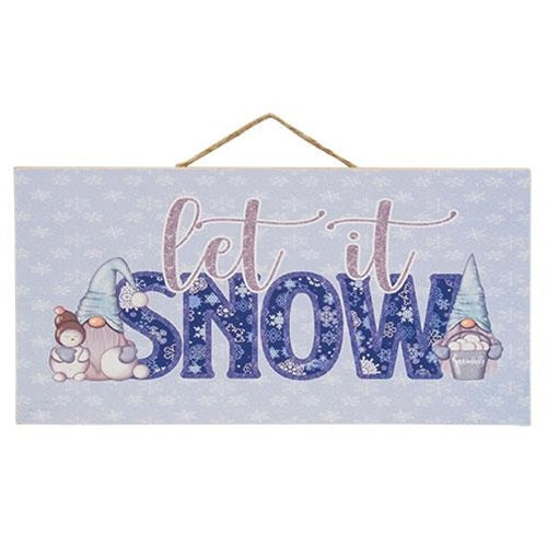 Icy Blue Let It Snow Gnomes Hanging Sign