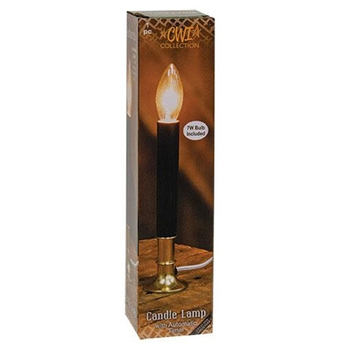 Automatic Timer Candle Lamp Black w/Brass Base