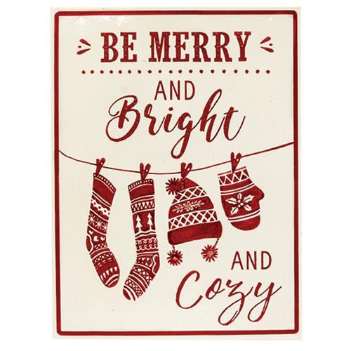 Merry Bright & Cozy Metal Sign